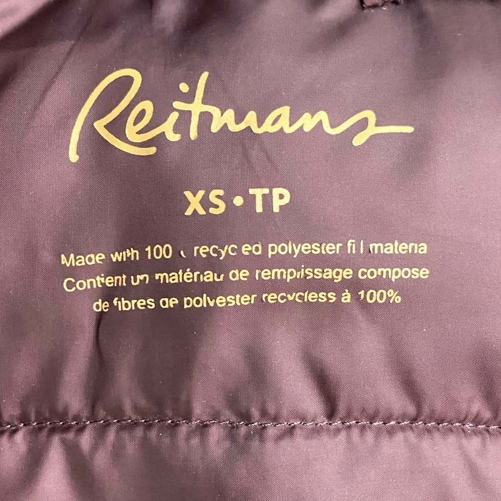 Reitman’s Long Burgundy Quilted Puffer Jacket With Hood XS - Picture 3 of 13